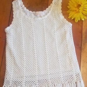 ♡ Cute Boho Crochet Fringed Top Sz M